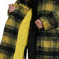 Chic Plaid Long Coat in Sunshine Yellow