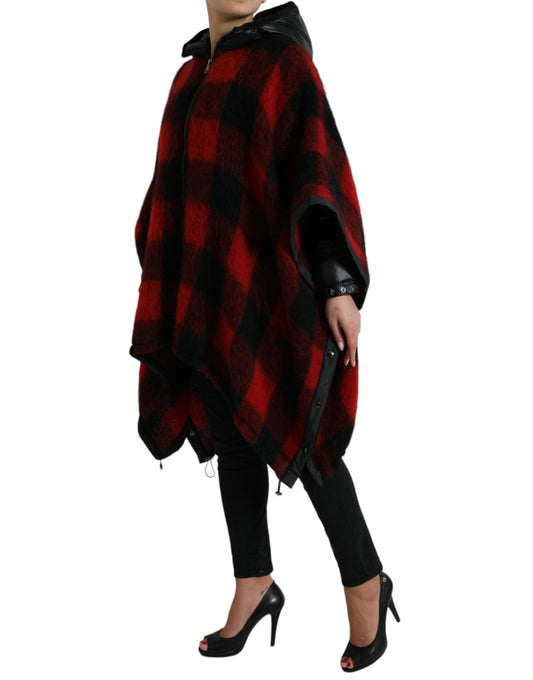 Elegant Buffalo Check Poncho Jacket