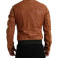 Elegant Leather Perforated Bomber Jacket