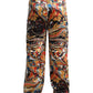 Elegant Satin Track Pants in Multicolor Marble