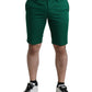 Elegant Deep Green Cotton Bermuda Shorts