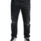 Elegant Slim Fit Tattered Denim Jeans