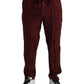 Elegant Maroon Silk Pajama Pants with Crown Motif