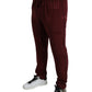 Elegant Maroon Silk Pajama Pants with Crown Motif