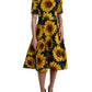 Summery Sunflower A-Line Midi Dress