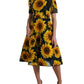 Summery Sunflower A-Line Midi Dress