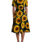 Summery Sunflower A-Line Midi Dress