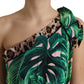 Tropical Jungle Print One-Shoulder Dress