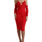 Radiant Red Stretch Satin Midi Dress