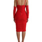 Radiant Red Stretch Satin Midi Dress