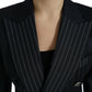 Elegant Striped Virgin Wool Blazer