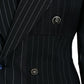 Elegant Striped Virgin Wool Blazer