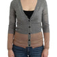 Elegant Gray Acrylic & Wool Cardigan