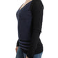 Chic Striped V-Neck Wool Blend Sweater