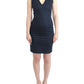 Chic Blue V-Neck Knee-Length Dress