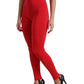 Elegant High Waist Red Leggings