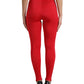 Elegant High Waist Red Leggings