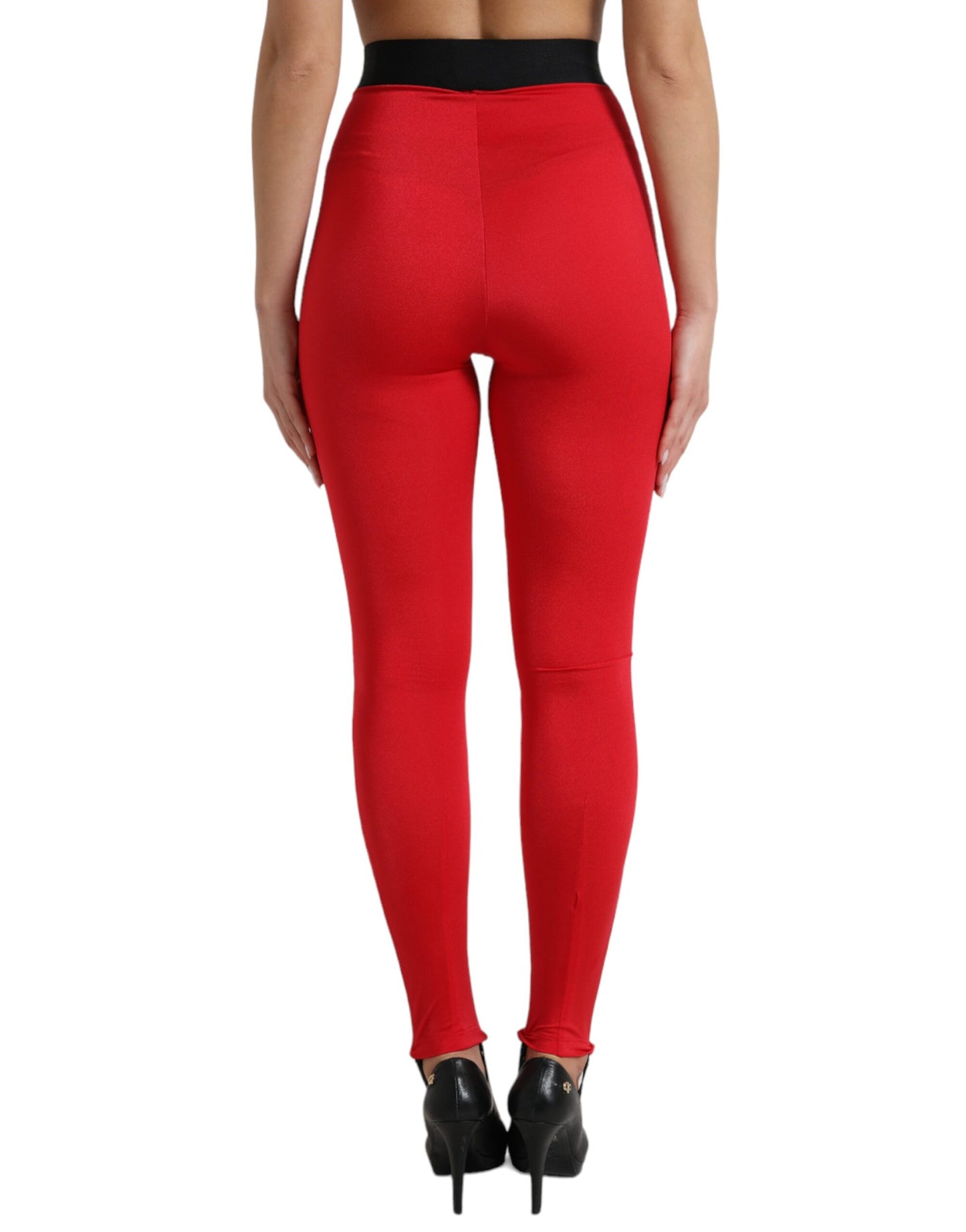 Elegant High Waist Red Leggings