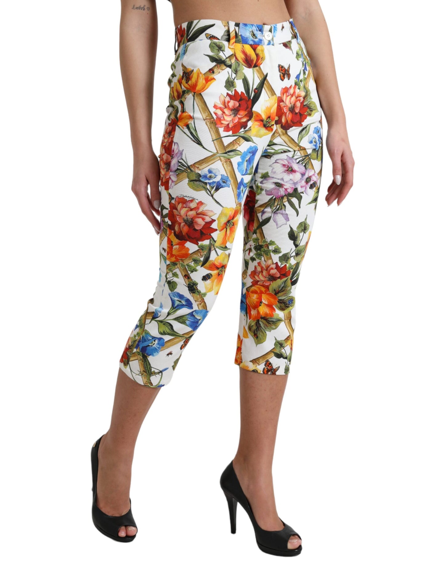 Floral High Waist Cropped Fashion Pants