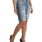 High Waist Embellished Bermuda Denim Shorts