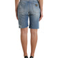 High Waist Embellished Bermuda Denim Shorts