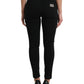 Elegant Mid Waist Black Skinny Jeans