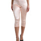 Chic Pink High Waist Cropped Silk Pants