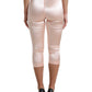 Chic Pink High Waist Cropped Silk Pants