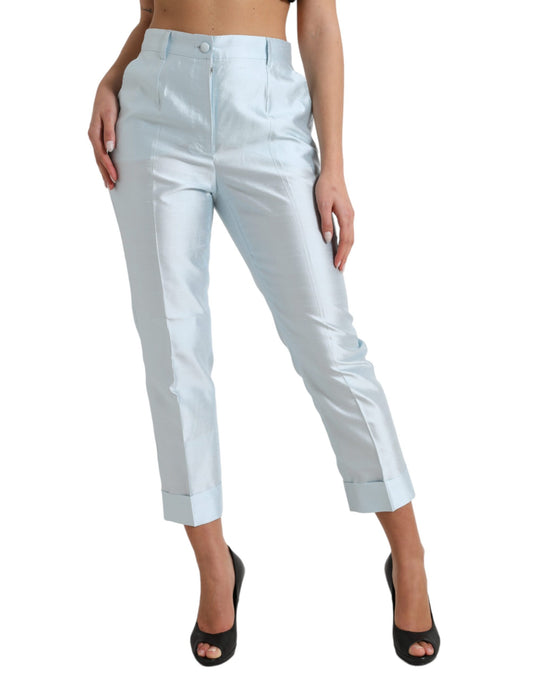 Chic Sky Blue High Waist Cropped Pants