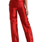 Elegant High Waist Wide Leg Silk Pants