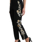 Elegant High Waist Floral Tapered Pants