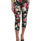 Elegant Floral Mid Waist Cropped Pants