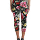 Elegant Floral Mid Waist Cropped Pants