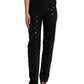 Chic High Waist Straight Pants with Logo Print