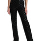 Chic High Waist Straight Pants with Logo Print