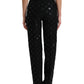 Chic High Waist Straight Pants with Logo Print