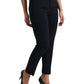 Elegant Mid Waist Tapered Pants in Blue