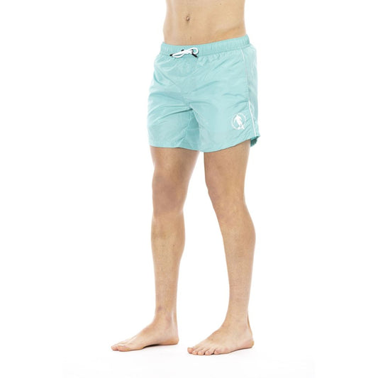 Light Blue Polyester Men Swim Shorts