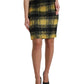 High Waist Check Print Silk-Lined Mini Skirt