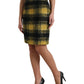 High Waist Check Print Silk-Lined Mini Skirt