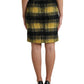 High Waist Check Print Silk-Lined Mini Skirt