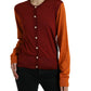 Silk Button Front Cardigan in Maroon Mix