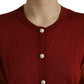 Silk Button Front Cardigan in Maroon Mix