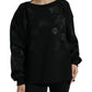 Elegant Black Floral Applique Sweater