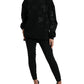 Elegant Black Floral Applique Sweater