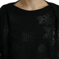 Elegant Black Floral Applique Sweater