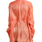 Elegant Coral Long Sleeve Polo Top