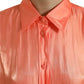 Elegant Coral Long Sleeve Polo Top