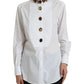 Elegant Crystal-Embellished White Cotton Top