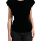 Velvet Exaggerated Shoulder Top